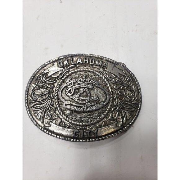 Lot Of 3 Vintage Oklahoma City Guess Y2K Chunky Big Two Tone Western Belt Buckle - Picture 2 of 16